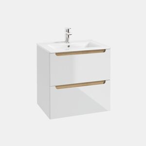 Móvel lavatório simples embutido 60cm 2 gavetas Livia Branco Madeira