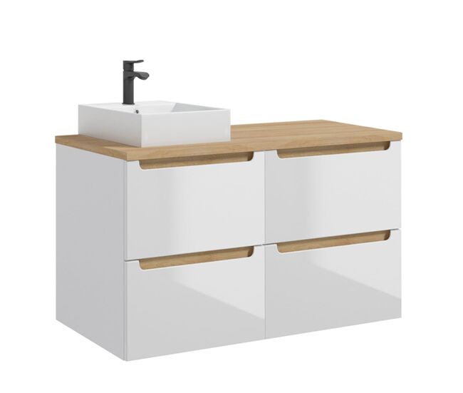 Mueble lavabo individual 120cm 4 cajones livia blanco y madera
