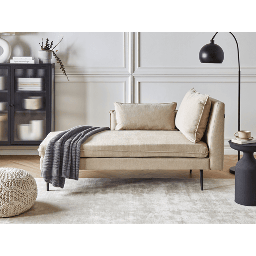 Chaise longue à direita YERRES Tecido Creme