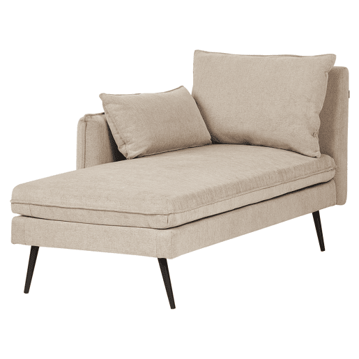 Chaise longue à direita YERRES Tecido Creme