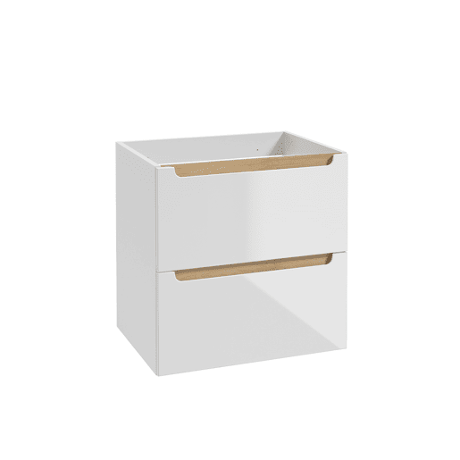 Móvel sob-lavatório 60cm 2 gavetas Livia Branco e Madeira