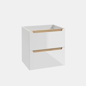 Móvel sob-lavatório 60cm 2 gavetas Livia Branco e Madeira
