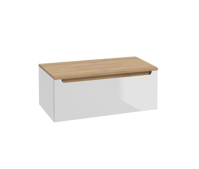 Mueble bajo lavabo 80cm 1 cajón encimera Livia Blanco y Madera