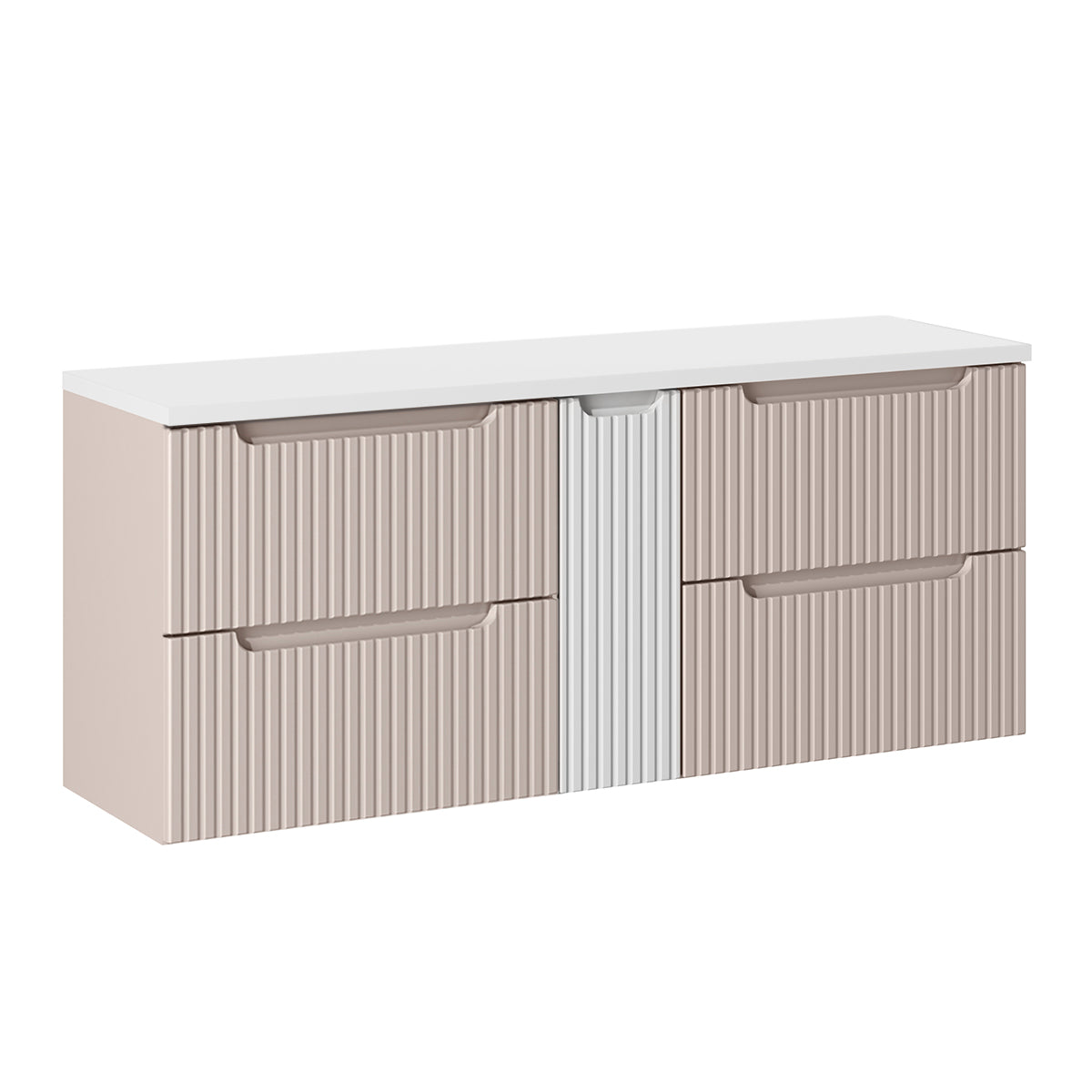Mueble bajo lavabo 140cm 4 cajones encimera riva cachemira y blanco