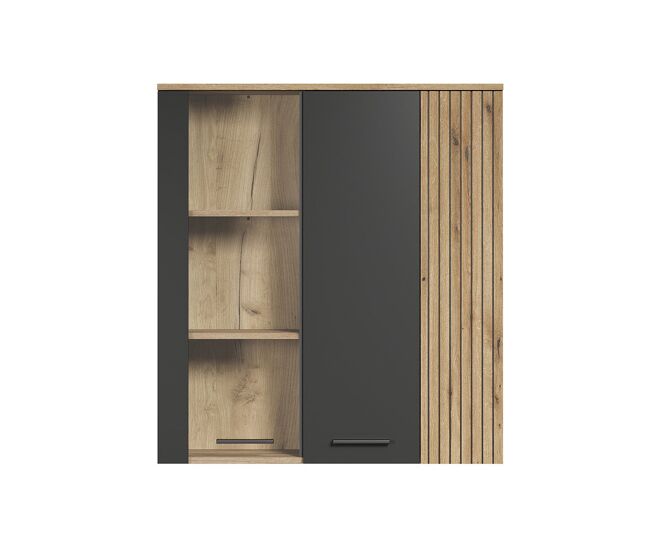 Ordenación vitrificada suspendida, 2 puertas, una de ellas con vidrio templado l90 cm - esteban