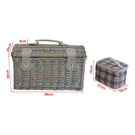 Cesto de piquenique Folldal com saco isolante para 2 pessoas 40x28x25cm - RoxoBege casa.pro