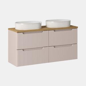 Lavatório duplo 120cm 4 gavetas Riva Caxemira e Madeira