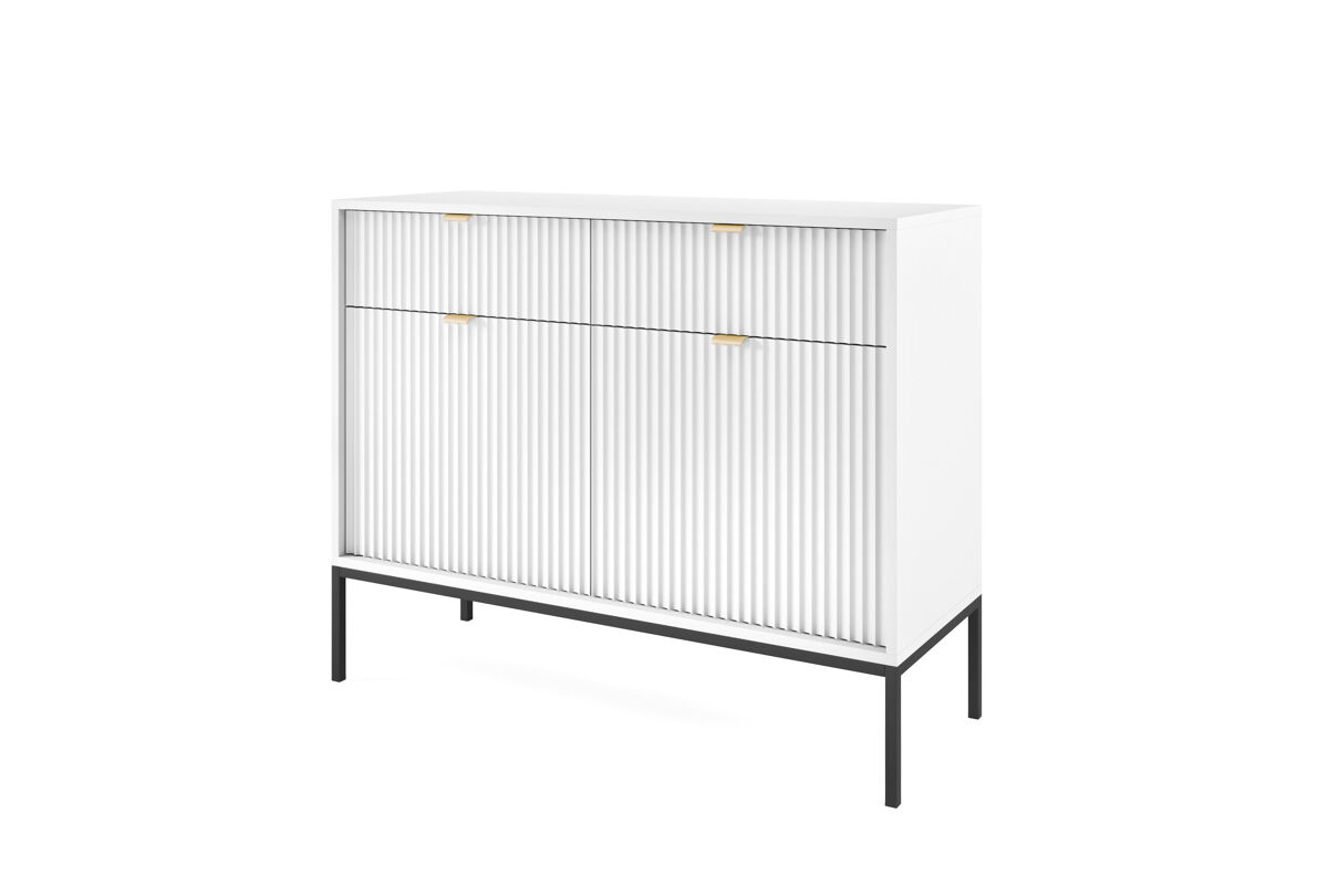 El aparador avon tiene un estilo retro. mide 83x104x39 cm e incluye 4 estantes, 2 cajones y 2 puertas.