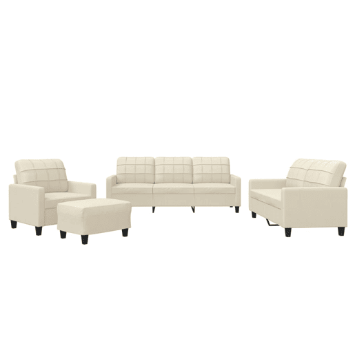 vidaXL 4 pcs conjunto sofás c almofadões couro artificial cor creme