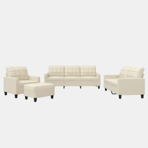 vidaXL 4 pcs conjunto sofás c almofadões couro artificial cor creme