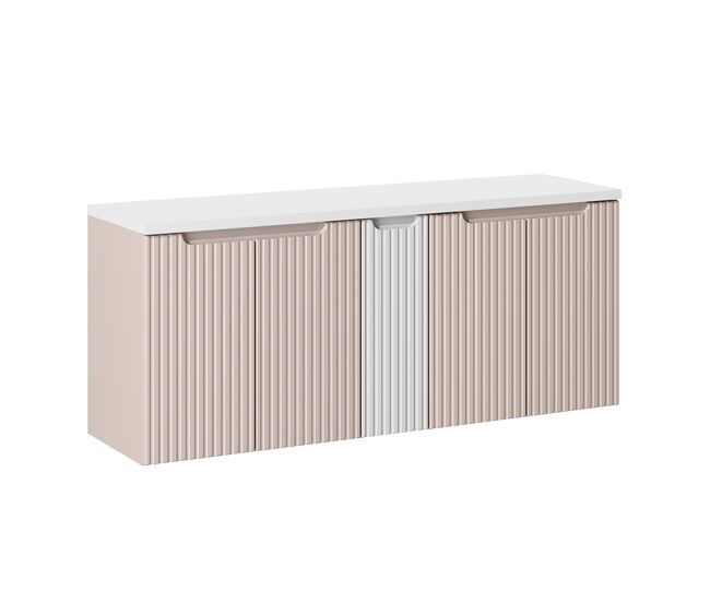 Mueble bajo lavabo 140cm 5 puertas encimera riva cachemira y blanco