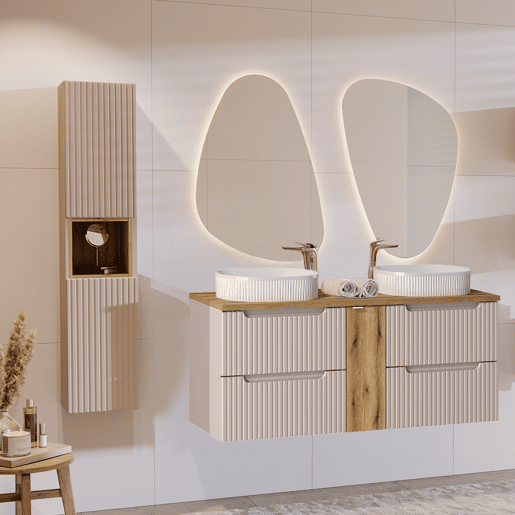 Móvel lavatório 140cm 4 gavetas Riva Cashmere Madeira