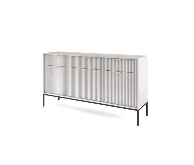 El aparador avon de estilo retro. mide 83x154x39 cm e incluye 6 estantes, 3 cajones y 3 puertas.