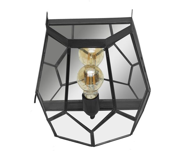 Aplique de pared metal color negro serie lente 26cm