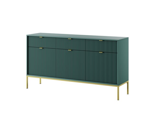El aparador avon de estilo retro. mide 83x154x39 cm e incluye 6 estantes, 3 cajones y 3 puertas.
