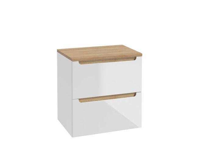 Mueble bajo lavabo 60cm 2 cajones encimera livia blanco y madera