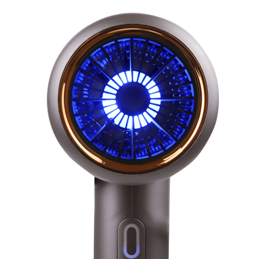 Italian Design - Cyclone Blue Ionic Power Secador de cabelo iônico profissional - Secador de cabelo com potência de 2200W, 3 modos de aquecimento, botão de ar frio, 3 velocidades e função iônica - cinza