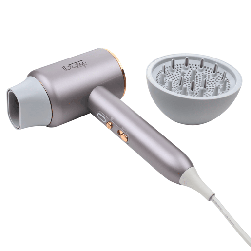 Italian Design - Cyclone Blue Ionic Power Secador de cabelo iônico profissional - Secador de cabelo com potência de 2200W, 3 modos de aquecimento, botão de ar frio, 3 velocidades e função iônica - cinza
