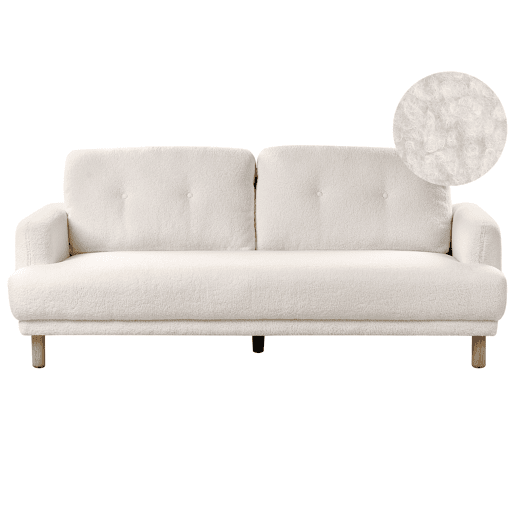 Sofá TUVE Bouclé Branco 3 lugares Sofá TUVE Bouclé Branco 3 lugares