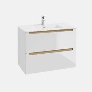 Móvel lavatório simples embutido 80cm 2 gavetas Livia Branco Madeira