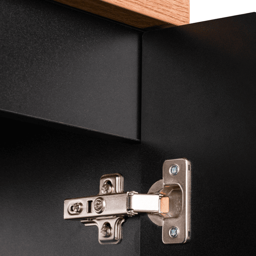 Móvel de apoio 120cm 4 portas plano de lavatório Riva Preto e Madeira
