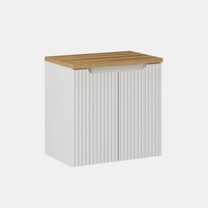 Móvel de lavatório 60cm 2 portas plano de lavatório Riva Branco e Madeira