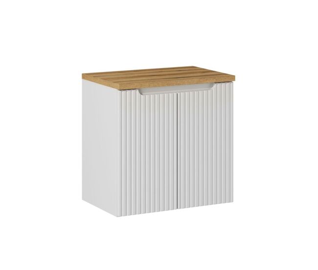 Mueble bajo lavabo 60cm 2 puertas encimera riva blanco y madera
