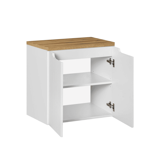 Móvel de lavatório 60cm 2 portas plano de lavatório Riva Branco e Madeira