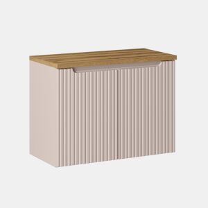 Móvel sob lavatório 80cm 2 portas tampo Riva Caxemira e Madeira
