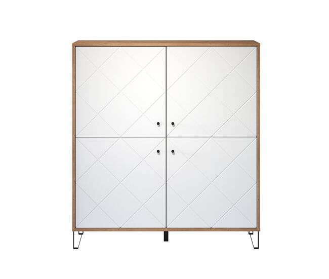 Buffet alto de 4 puertas blanco mate l123 cm - touch
