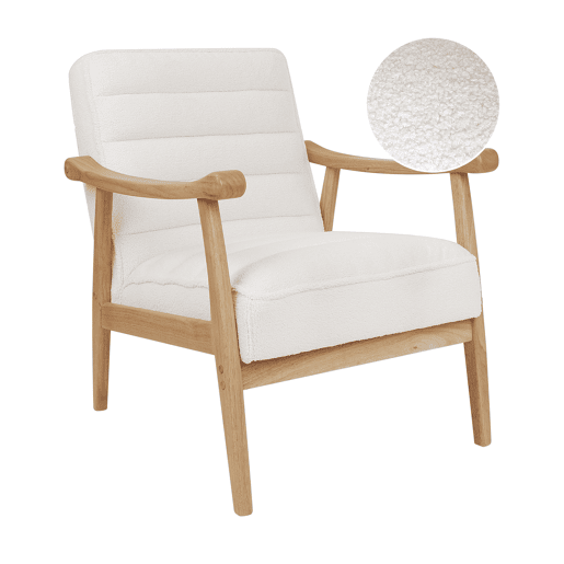 Poltrona LEKNES Bouclé Branco creme