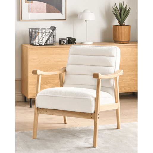 Poltrona LEKNES Bouclé Branco creme
