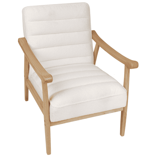 Poltrona LEKNES Bouclé Branco creme