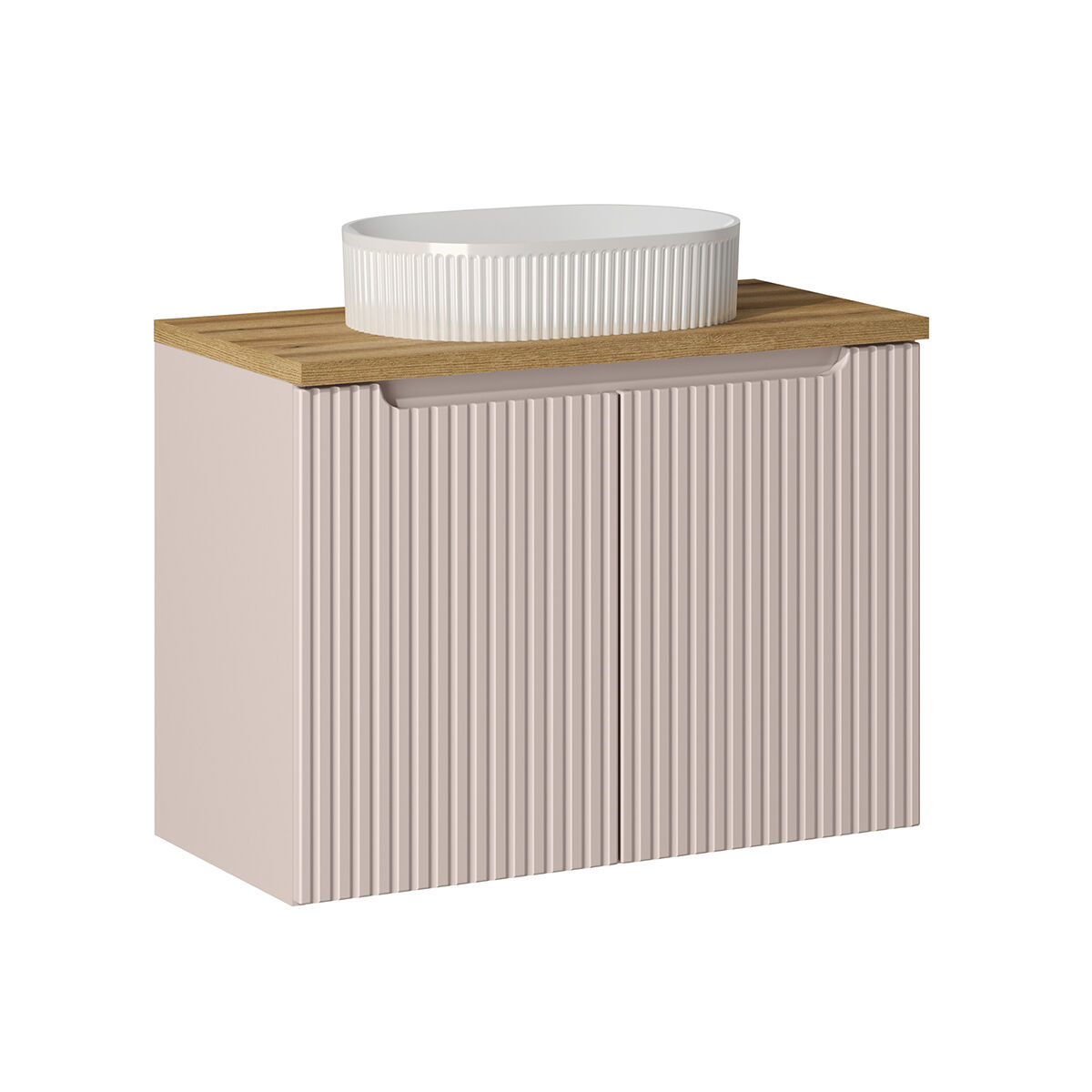 Mueble lavabo individual 80cm 2 puertas riva cachemira y madera