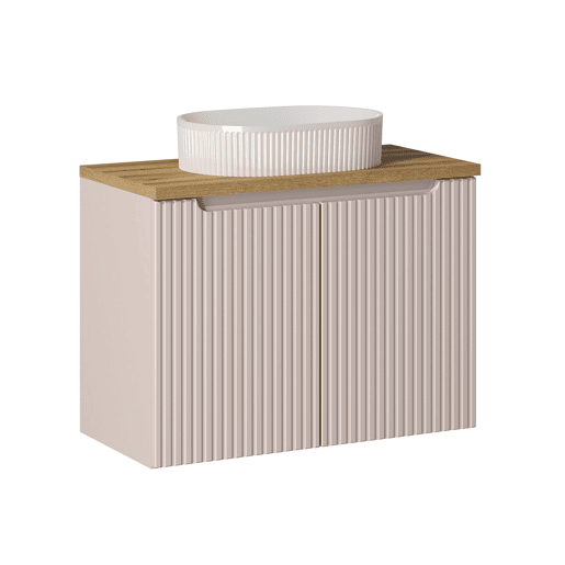 Móvel de lavatório simples 80cm 2 portas Riva Caxemira e Madeira