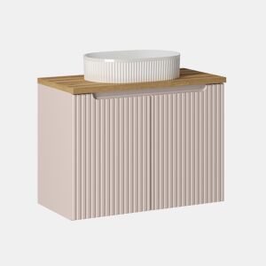 Móvel de lavatório simples 80cm 2 portas Riva Caxemira e Madeira