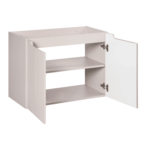Móvel de lavatório simples 80cm 2 portas Riva Caxemira e Madeira