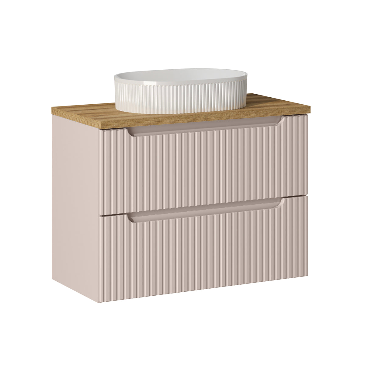 Mueble lavabo individual 80cm 2 cajones riva cachemira y madera
