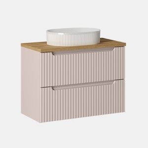 Móvel de lavatório simples 80cm 2 gavetas Riva Caxemira e Madeira