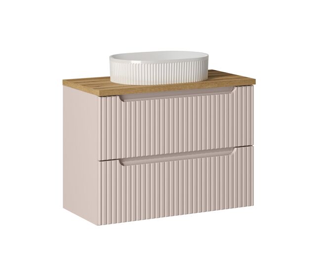 Mueble lavabo individual 80cm 2 cajones riva cachemira y madera