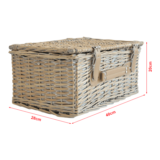 Lumparland Cesto de piquenique para 2 pessoas com caixa térmica 40x28x20cm - Branco  Azul casa.pro