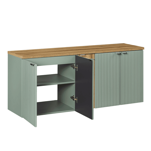 Móvel de toucador de 5 portas de 140 cm verde jade e madeira