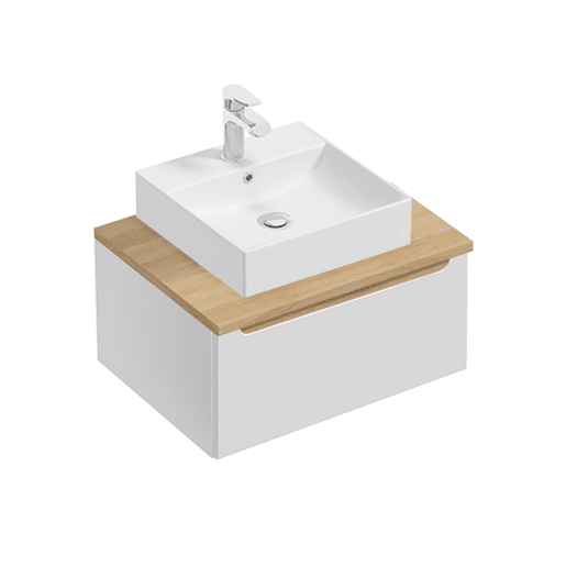 Móvel lavatório simples 60cm 1 gaveta Livia Branco Madeira