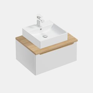 Móvel lavatório simples 60cm 1 gaveta Livia Branco Madeira