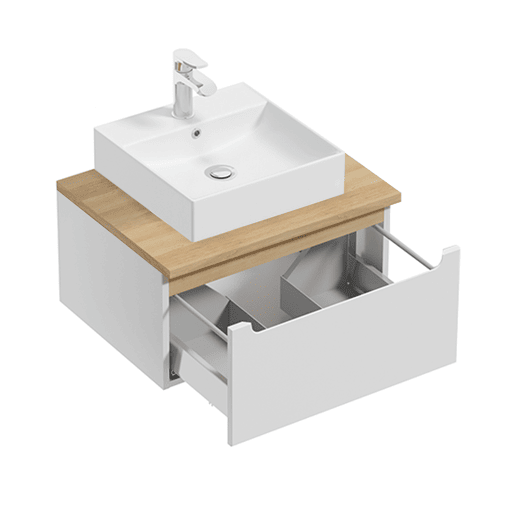 Móvel lavatório simples 60cm 1 gaveta Livia Branco Madeira