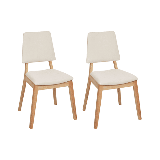 Conjunto de 2 cadeiras de jantar MERRILL Madeira Creme claro