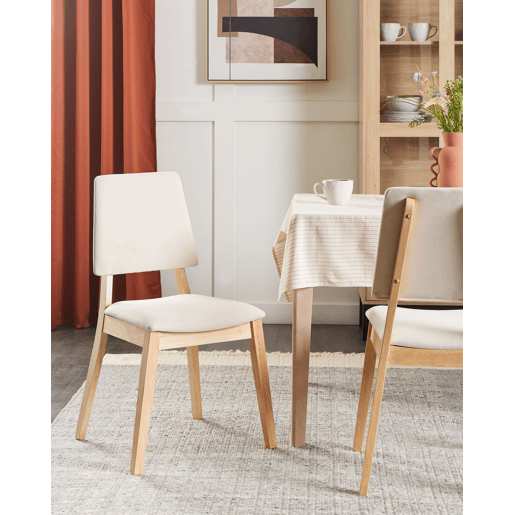 Conjunto de 2 cadeiras de jantar MERRILL Madeira Creme claro