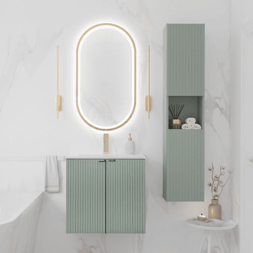 Móvel de lavatório individual 60cm 2 portas Verde Jade