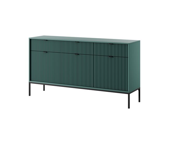 El aparador avon de estilo retro. mide 83x154x39 cm e incluye 6 estantes, 3 cajones y 3 puertas.