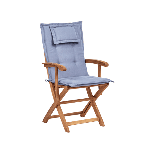 Conjunto de refeições de jardim 8 lugares MAUI II com almofadas Madeira de acácia Azul Conjunto de refeições de jardim 8 lugares MAUI II com almofadas Madeira de acácia Azul